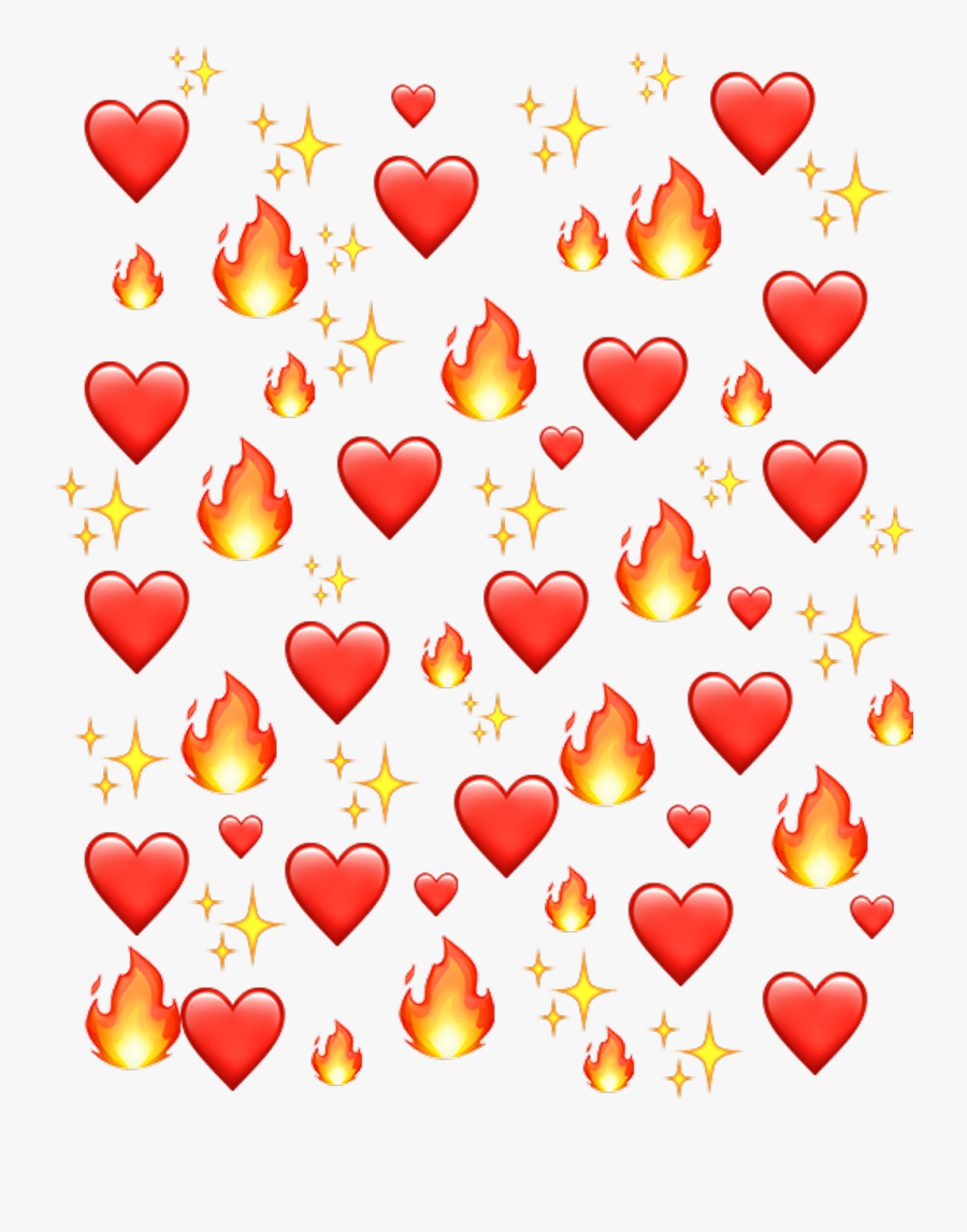 Emoji Fire Png - - Hearts Emoji Background Png, Transparent Clipart