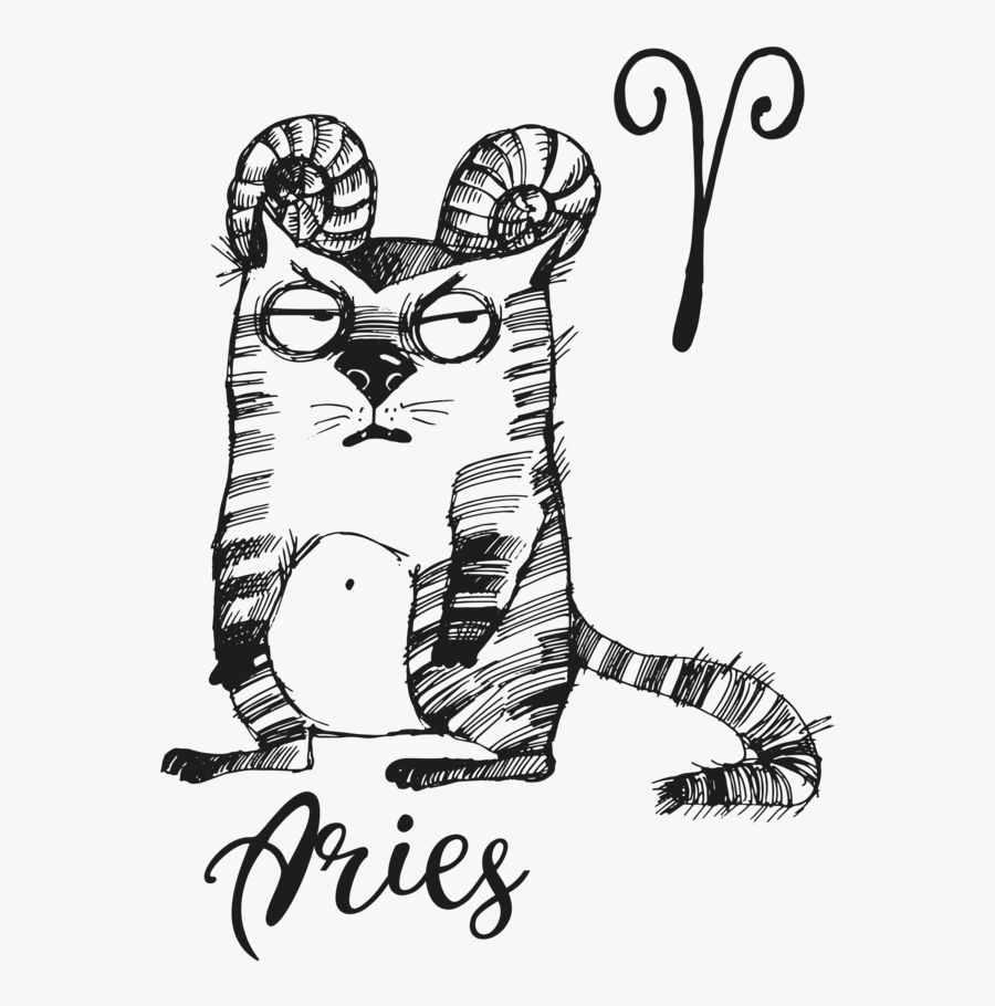 Aries - Cat Zodiac Aries, Transparent Clipart