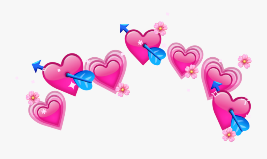 #crown #pink #heart #emoji #tumblr #flower - Pink Heart Emoji Crown , Free Tran...