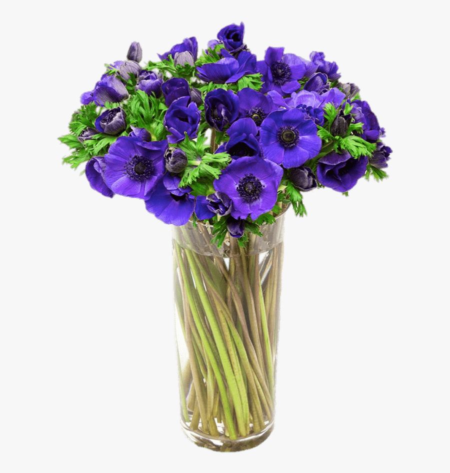 Vase Of Purple Anemones - Flores Moradas Florero Png, Transparent Clipart