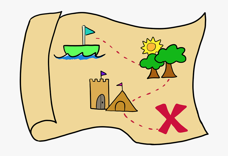 Map, Paper, Directions, X Marks The Spot, Park, Castle - Cartoon, Transparent Clipart