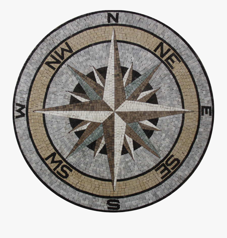 Floor Medallion Nautical Earth Colors Compass Mosaic - Mosaic Compass, Transparent Clipart