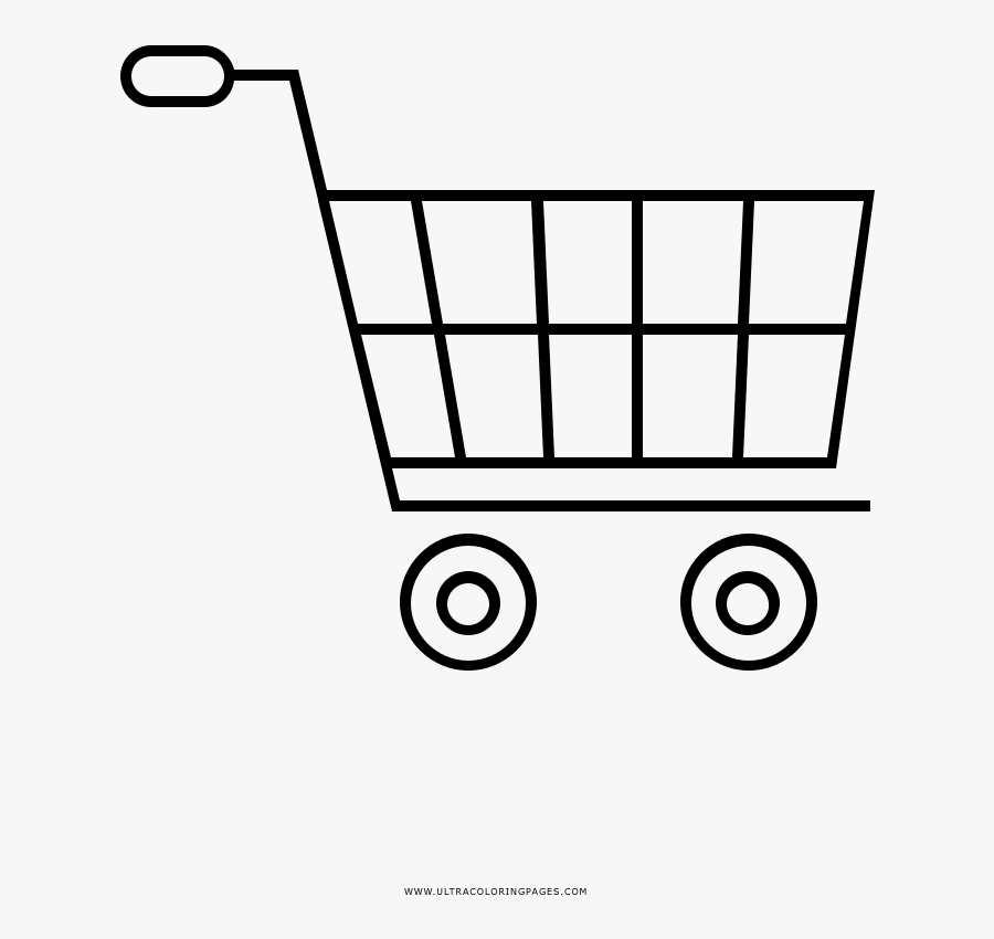Shopping Cart Coloring Page - Line Art, Transparent Clipart