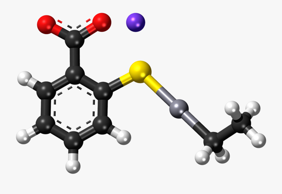 Thiomersal Ball And Stick Model - Ball And Stick Model Of Salicylic Acid, Transparent Clipart