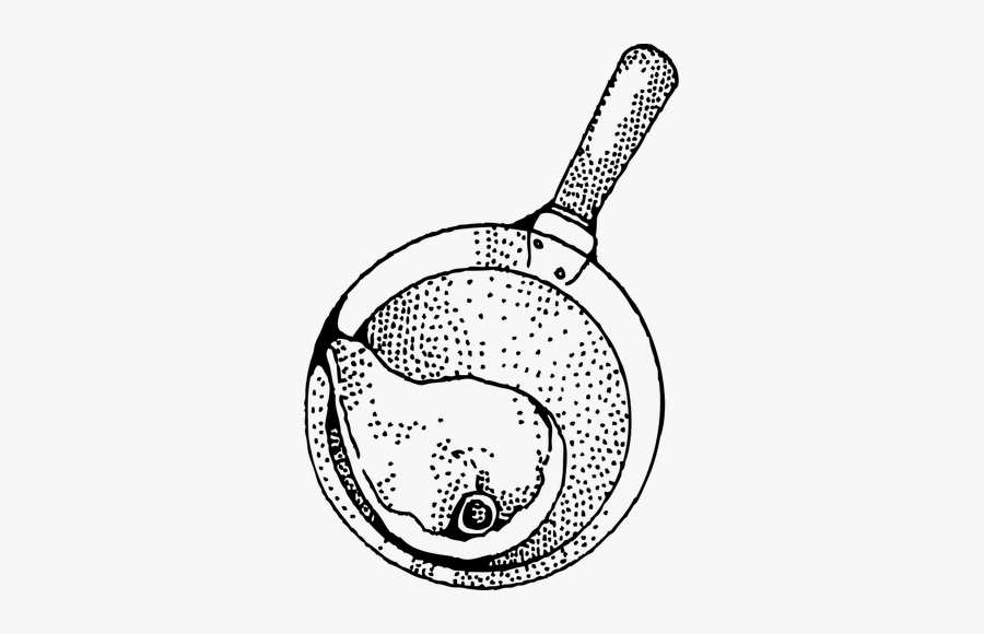 Pork Chop In Frying Pan Vector Drawing - Ham In The Pan Black And White, Transparent Clipart