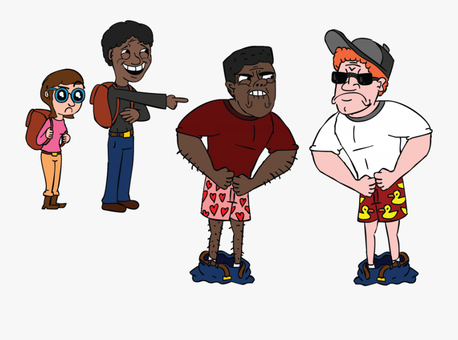 Transparent Man Flexing Muscles Clipart - Boy Pants Sagging Cartoon, Transparent Clipart