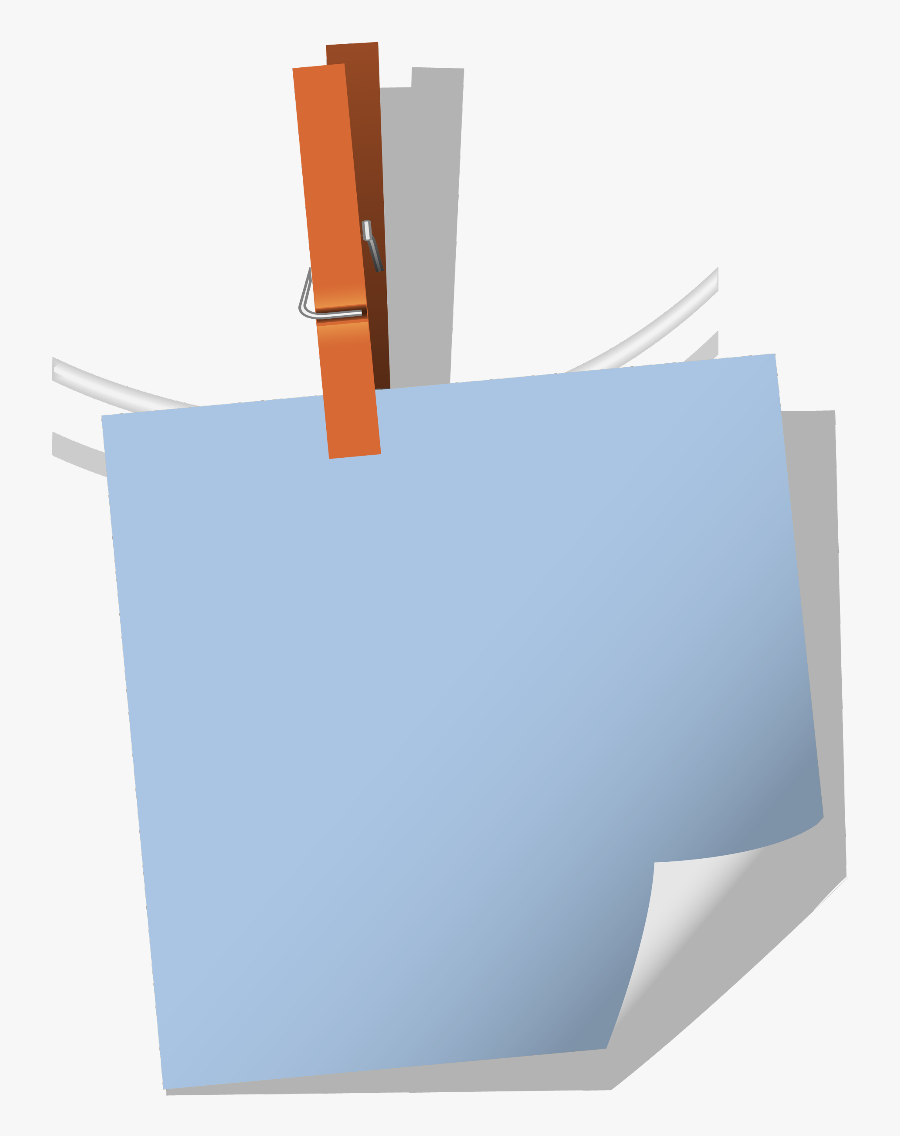 #ftestickers #paper #note #clothespin #blue #cute - Construction Paper, Transparent Clipart