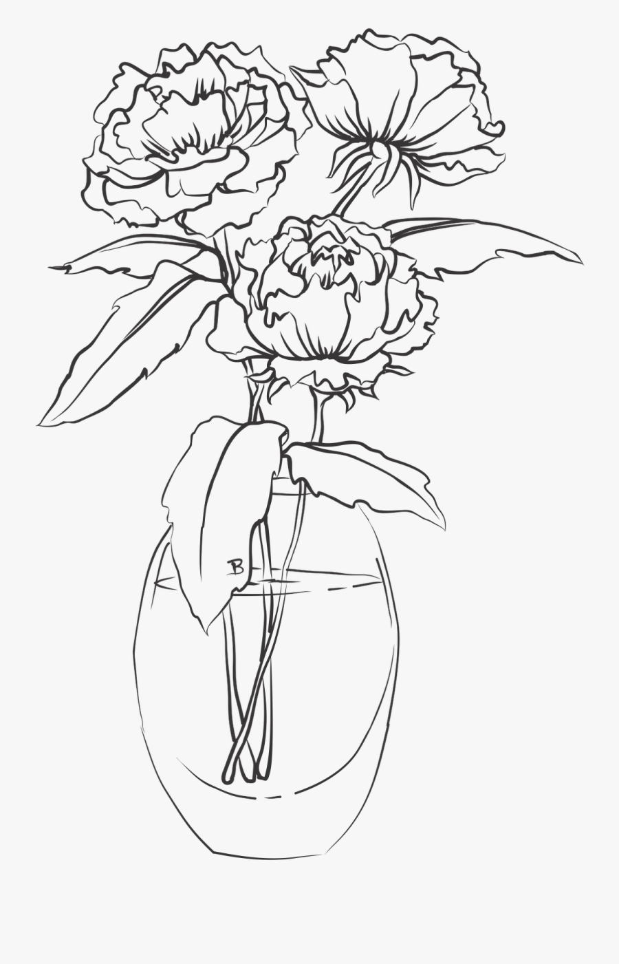 Drawing Vase With Flowers, Transparent Clipart