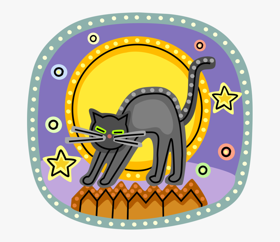 Vector Illustration Of Halloween Black Cat Associated - Film Strip Round Circle, Transparent Clipart