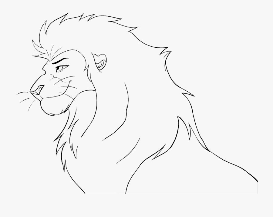 Drawn Lion Male Lion - Lion Head Coloring Page, Transparent Clipart