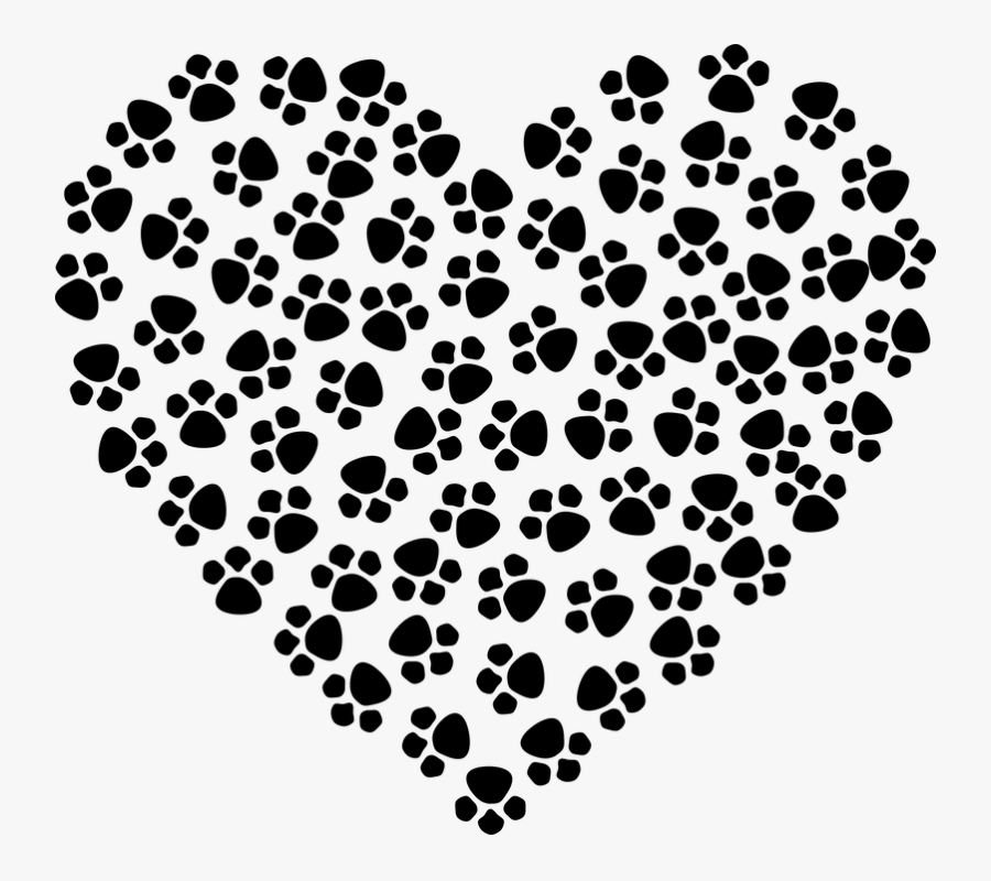 Abstract, Animal, Art, Canine, Cat, Dog, Feline, Heart - Paw Print Heart Clipart, Transparent Clipart