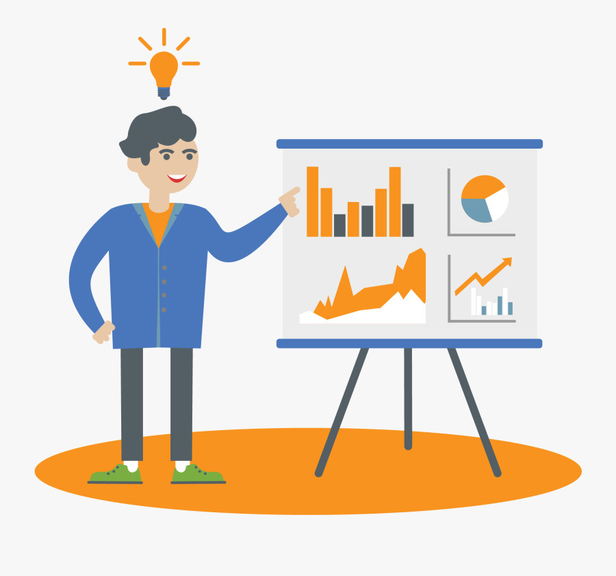 Man Explaining Charts - People Presentation Vector, Transparent Clipart