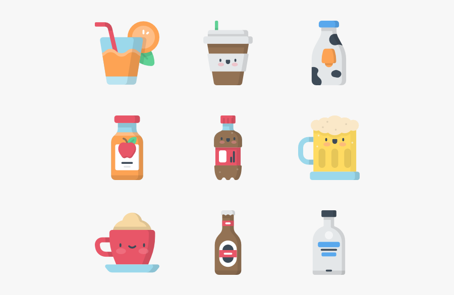 Flat Food Icons Free - Transparent Icons Kawaii Candy Png, Transparent Clipart