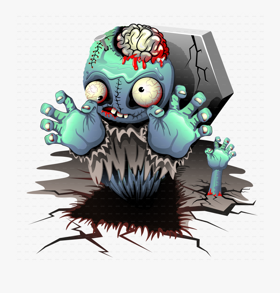 Cemetery Vector Zombie Background - Monster Kartun Zombie Png, Transparent Clipart