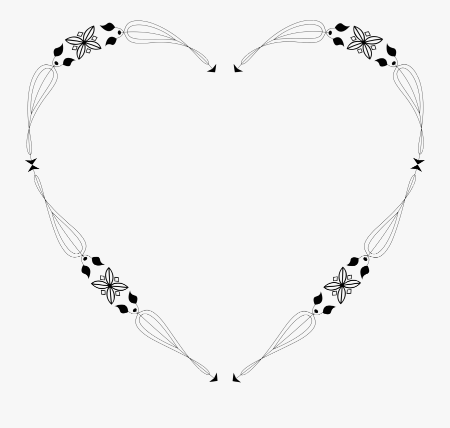 Rhinestone Clipart Decoration - Hearts And Flowers Clipart Black & White, Transparent Clipart