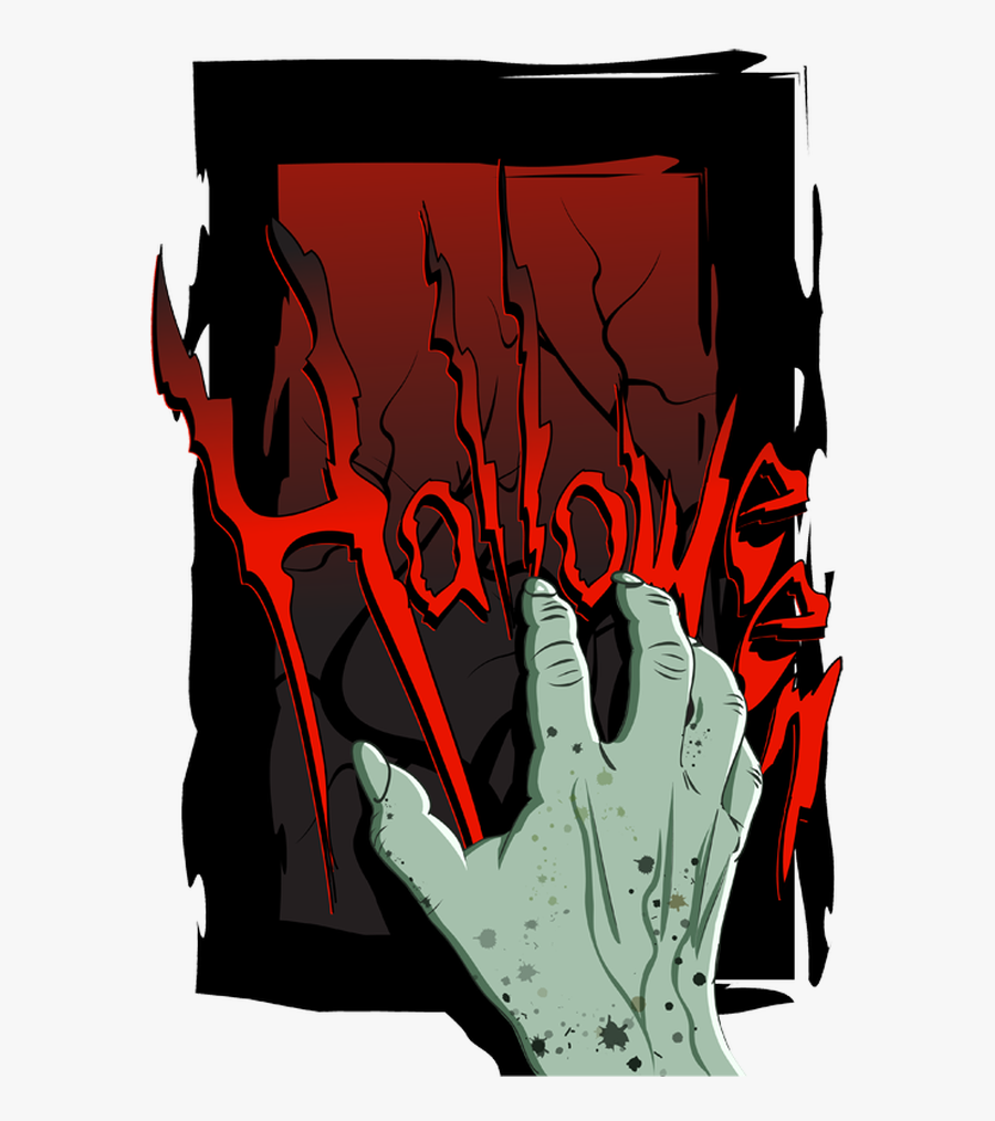 A Bloody Handprint - Scary Hands Image Blank Flyers Halloween, Transparent Clipart
