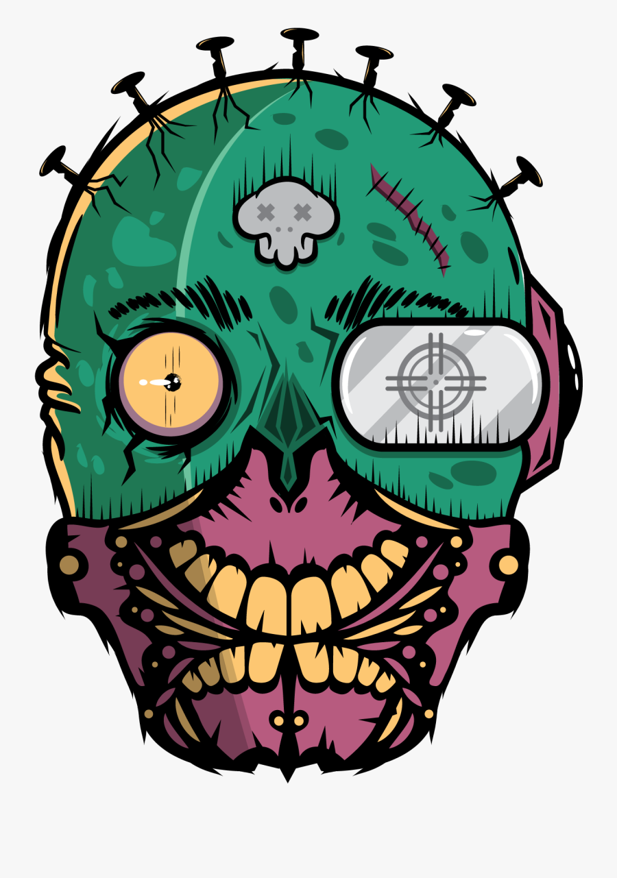 Transparent Zombie Clipart - Skull Zombie Vector Png, Transparent Clipart