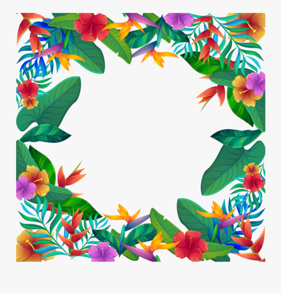 #mq #leaf #leaves #tropical #frame #frames #border - Tropical Flower Border Png, Transparent Clipart