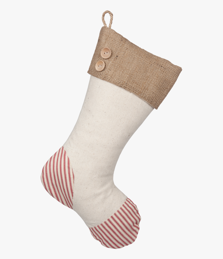 Christmas Stockings With Red Ticking Accents - Sock, Transparent Clipart