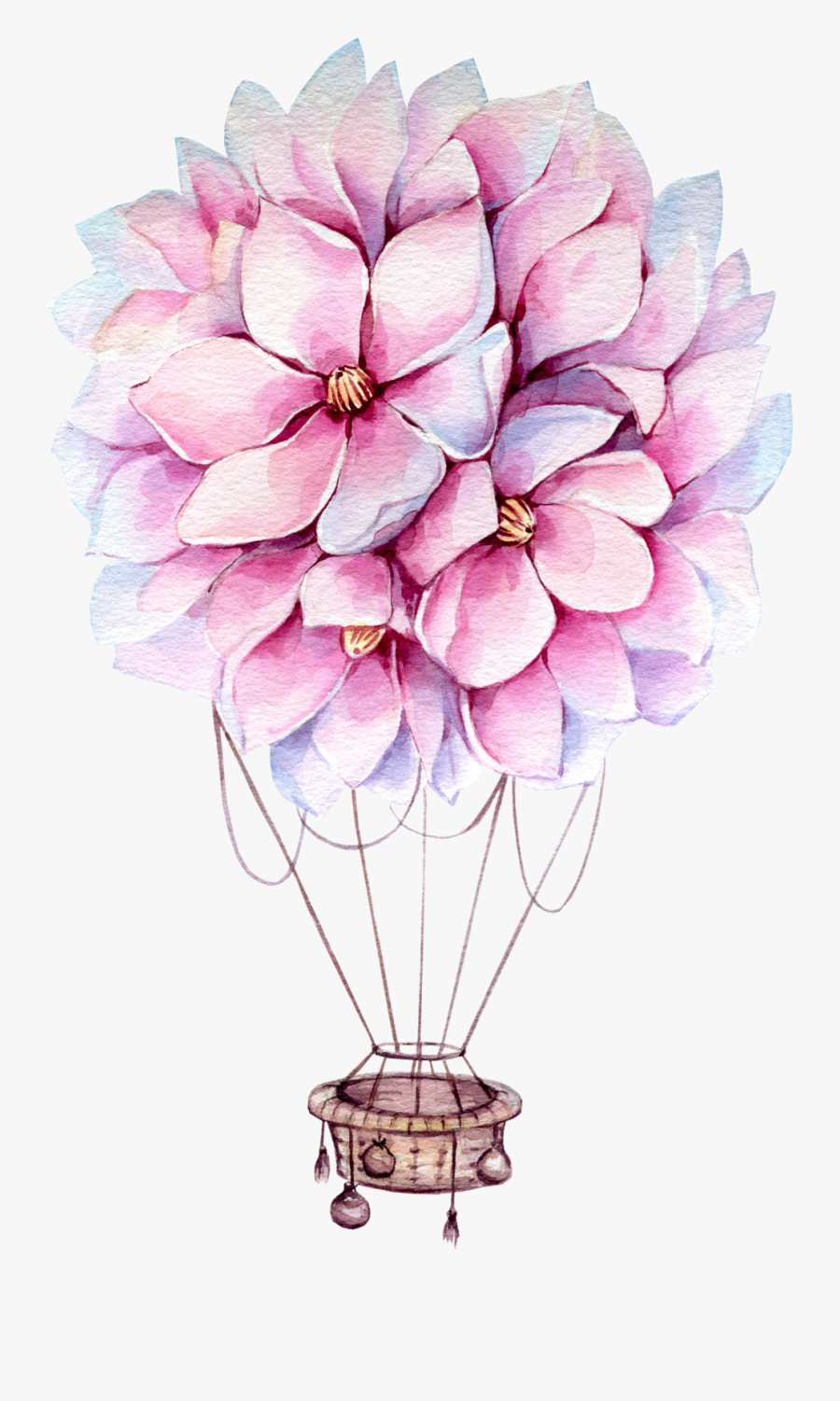 Lavender Clipart Hot Air Balloon - Drawing Flower Hot Air Balloon, Transparent Clipart