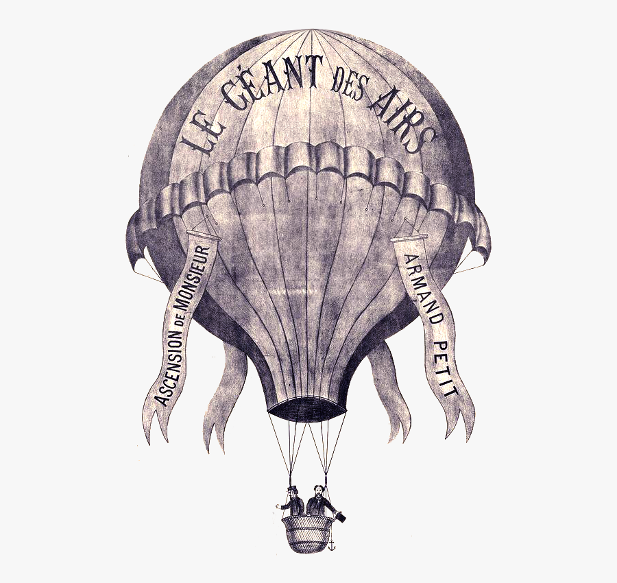 Transparent Vintage Hot Air Balloon Clipart - Vintage Hot Air Balloon Drawing, Transparent Clipart