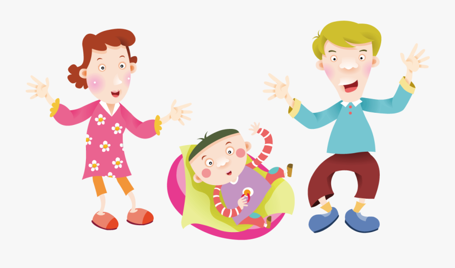 Parent Clipart Child Drawing - Parents And Baby Cartoon Png, Transparent Clipart