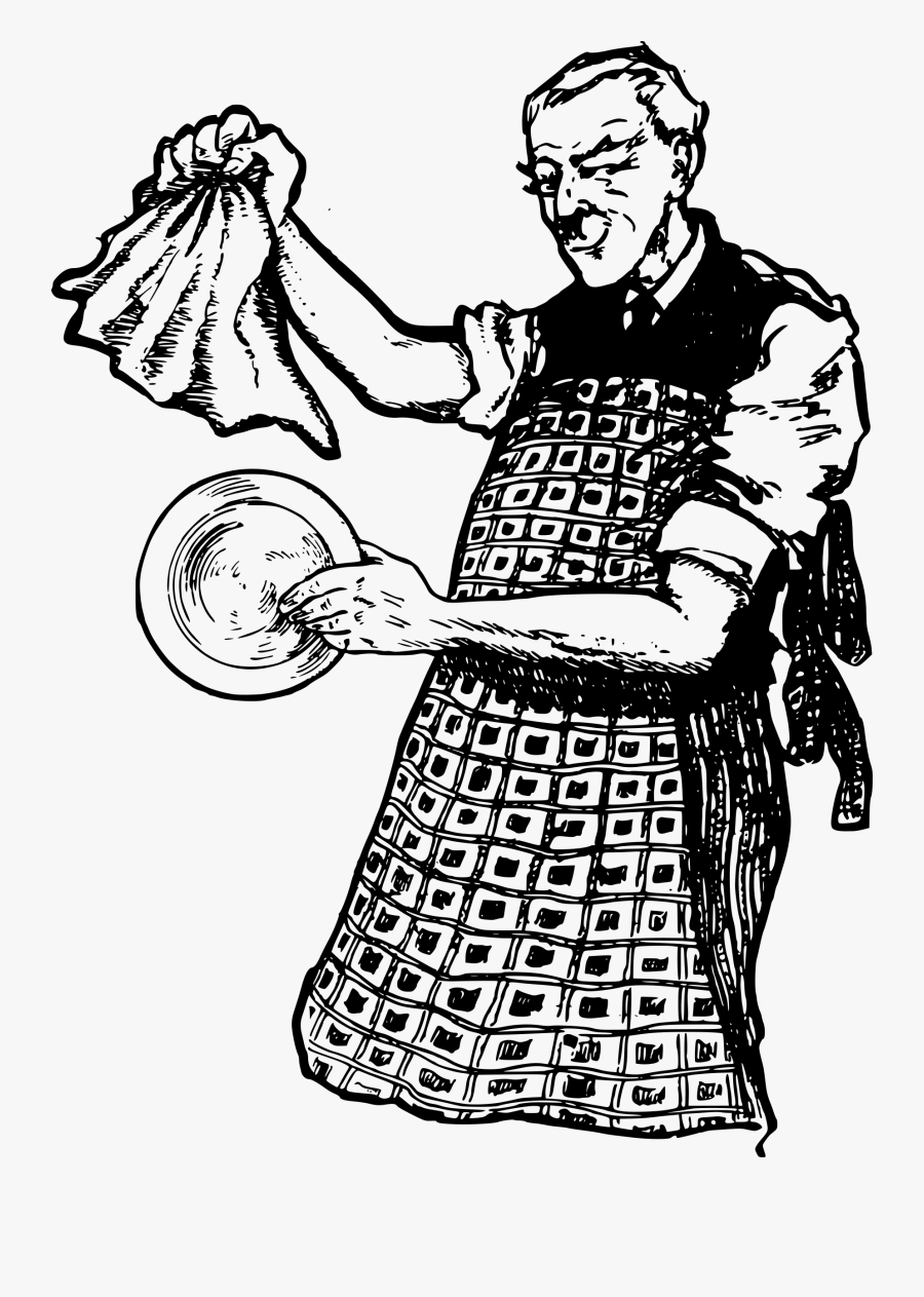 Dish Washer Big Image - Cleaning Man Retro, Transparent Clipart
