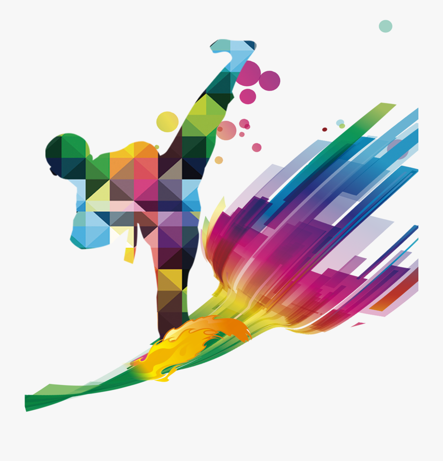 Taekwondo Poster Silhouette Graphic Design - Taekwondo Multi Color Clipart, Transparent Clipart