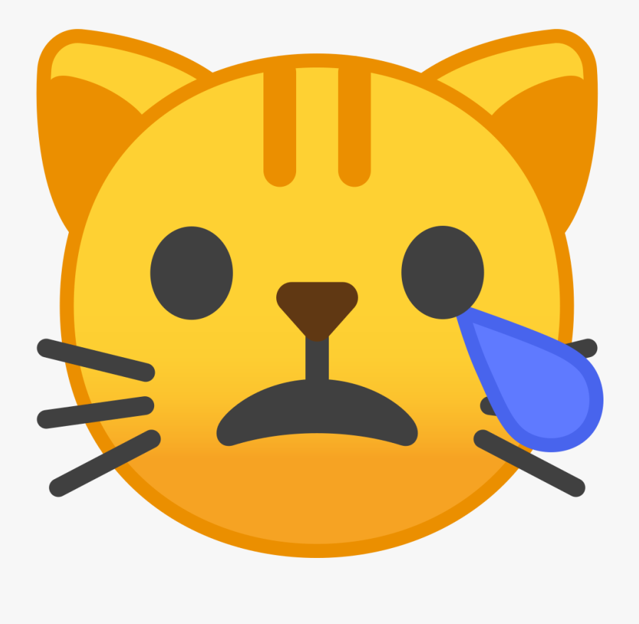 Great Crying Cat Face Icon - Cat Emoji Sad, Transparent Clipart