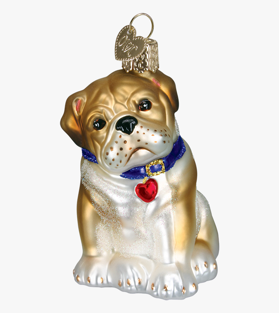 Old World Christmas English Bulldog Dog Glass Blown - White English Bulldog, Transparent Clipart
