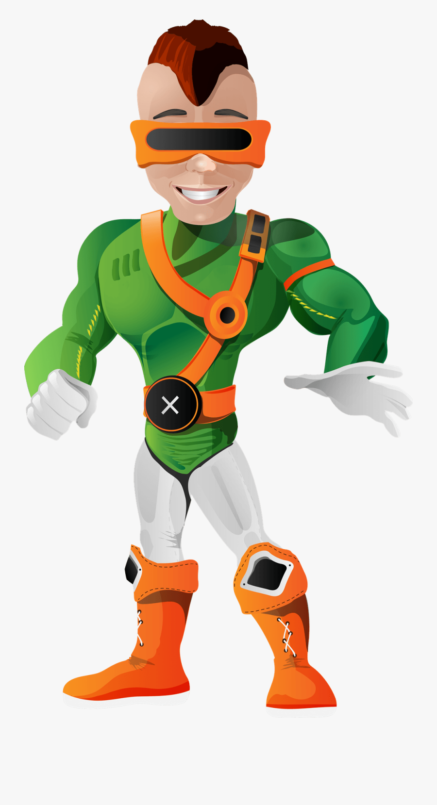 Free Green Superhero Clip Art - Orange And Green Superhero Clipart, Transparent Clipart