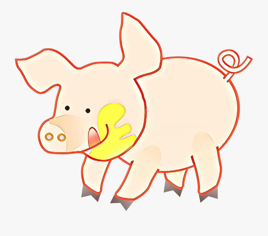 Clip Art Large White Pig Drawing Vector Graphics Free - Farm Animals Clip Art Black And White, Transparent Clipart