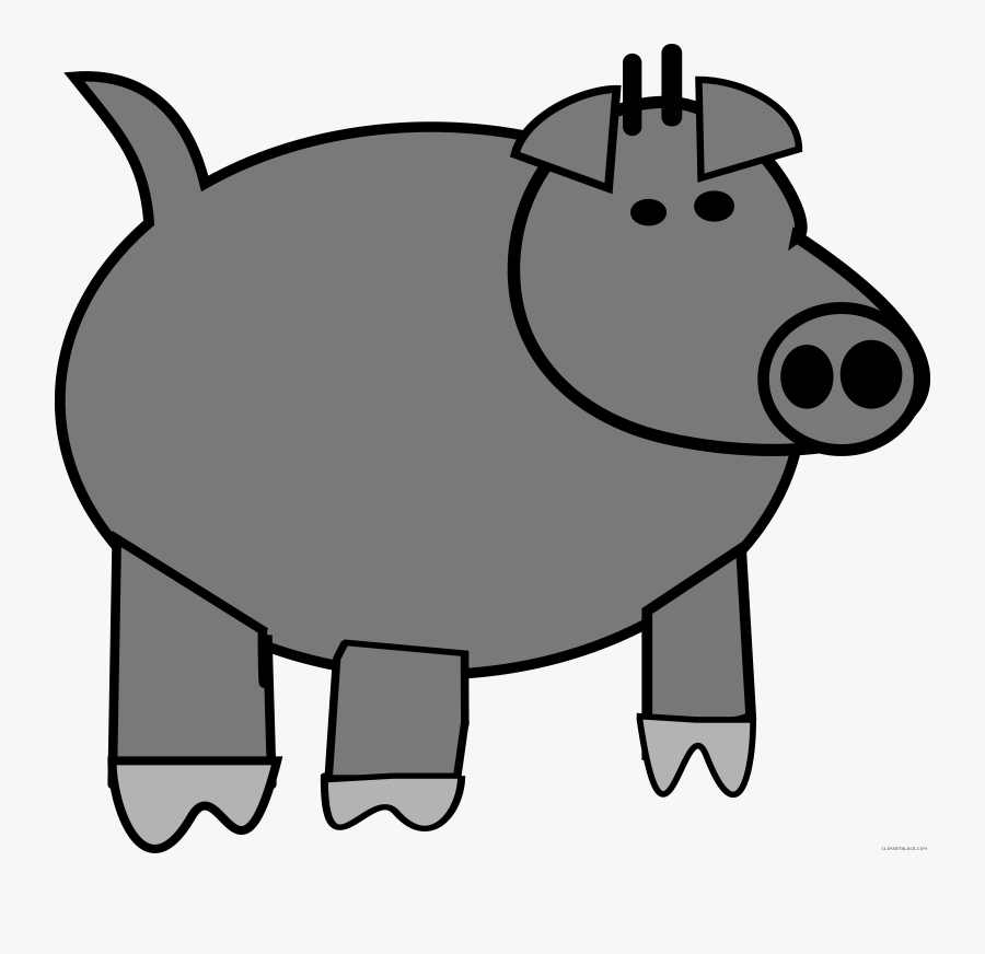 Cartoon Pig Animal Free Black White Clipart Images - Cartoon Pig, Transparent Clipart