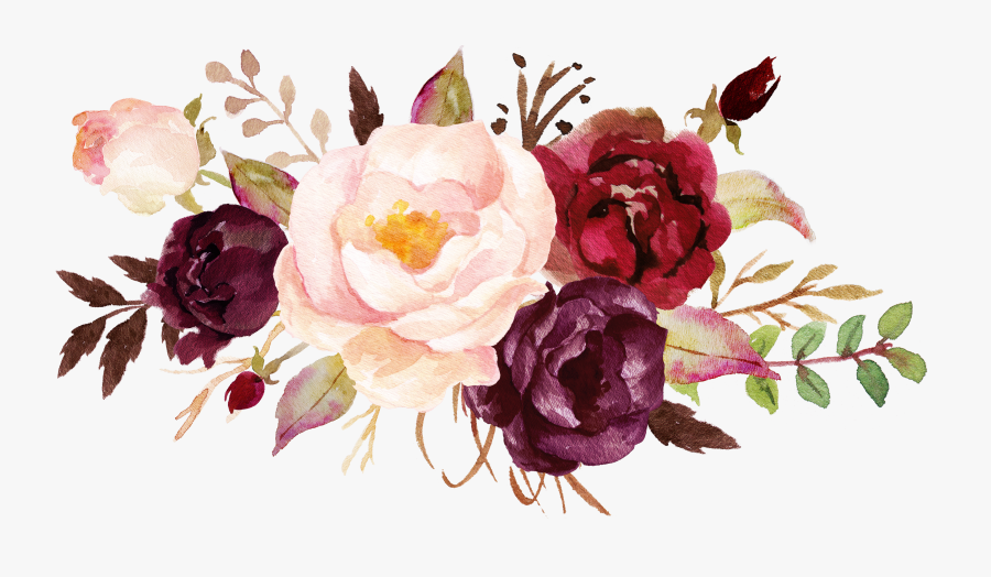 Transparent Floral Header Png - Burgundy And Pink Flowers, Transparent Clipart