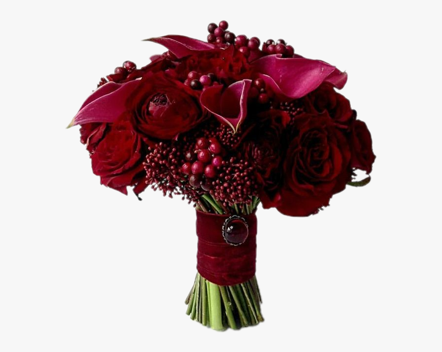 #burgundy Roses #burgundy Leaves #burgundy Berries - Bouquet, Transparent Clipart