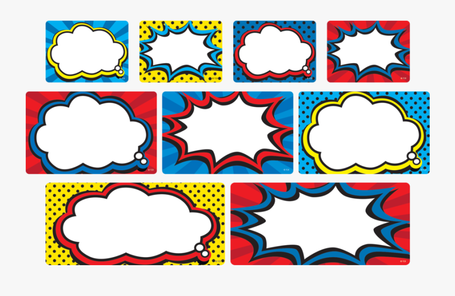 Super Hero Name Tags , Transparent Cartoons - Super Hero Labels, Transparent Clipart