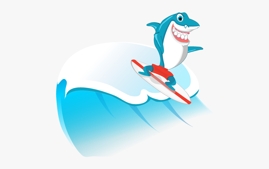 Shark Surfing Cartoon Png, Transparent Clipart