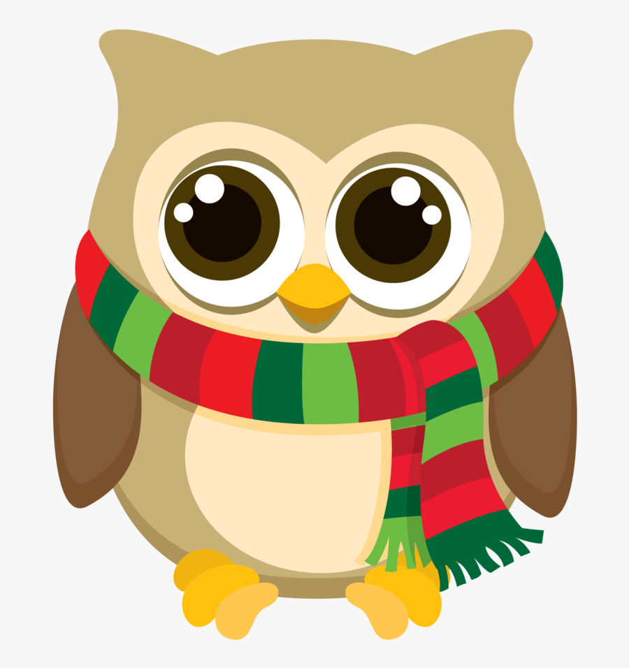 December Clipart Owl Pin - Buho Navideño Dibujo, Transparent Clipart