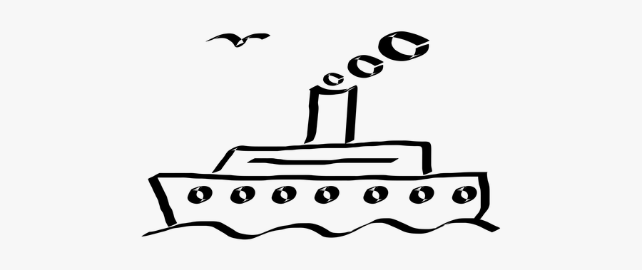 Cartoon Drawings Of Ships - Ferry Black And White Clipart, Transparent Clipart