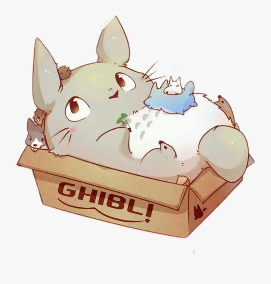 #totoro #studioghibli #chibi #anime#freetoedit - Cat In Box Chibi, Transparent Clipart