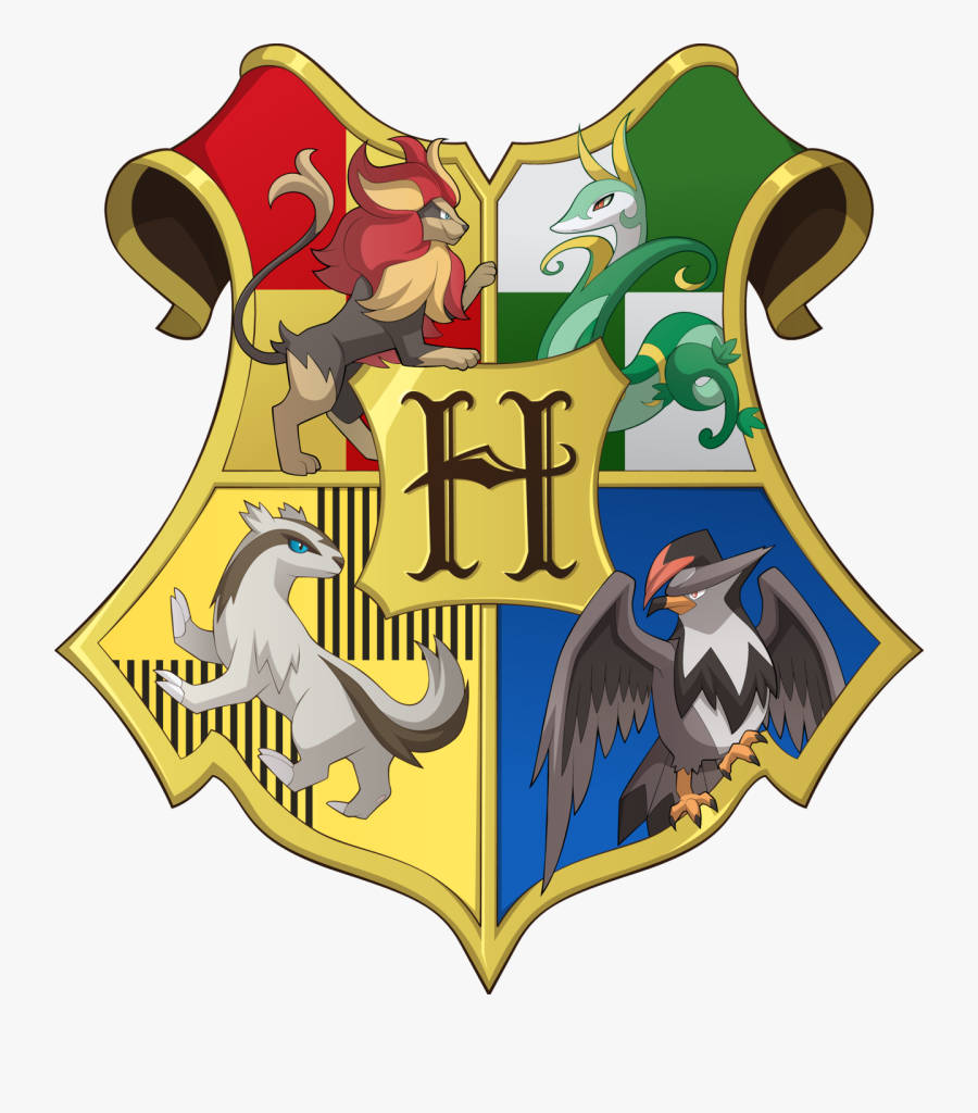 Este Es El Emblema De Hogwarts Con Pokemons, Por Un - Crest, Transparent Clipart