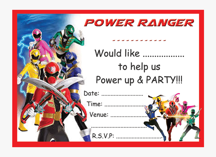 Clip Art Power Ranger Birthday Invitations - Invitation Card Power Rangers, Transparent Clipart