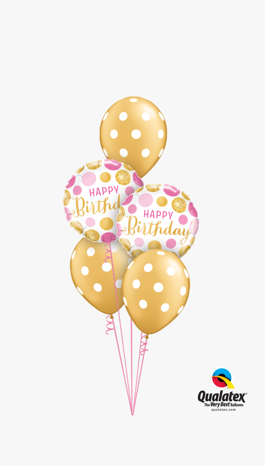 Transparent Gold Dots Png - Birthday Pink And Gold Balloons, Transparent Clipart