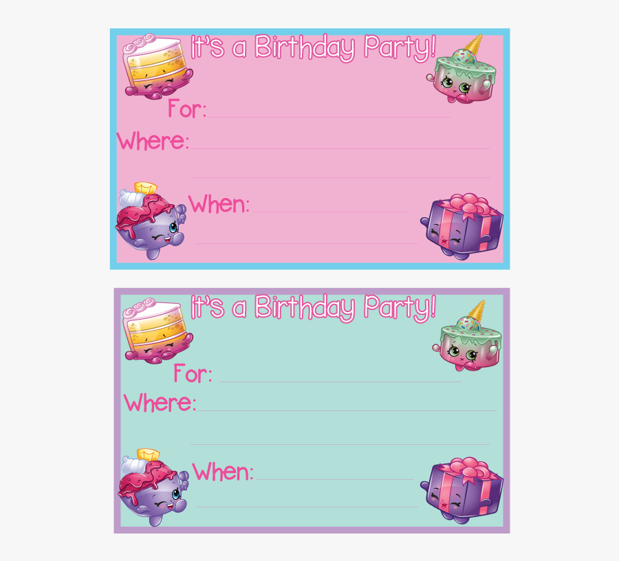 Shopkins Birthday Party Invitations, Transparent Clipart