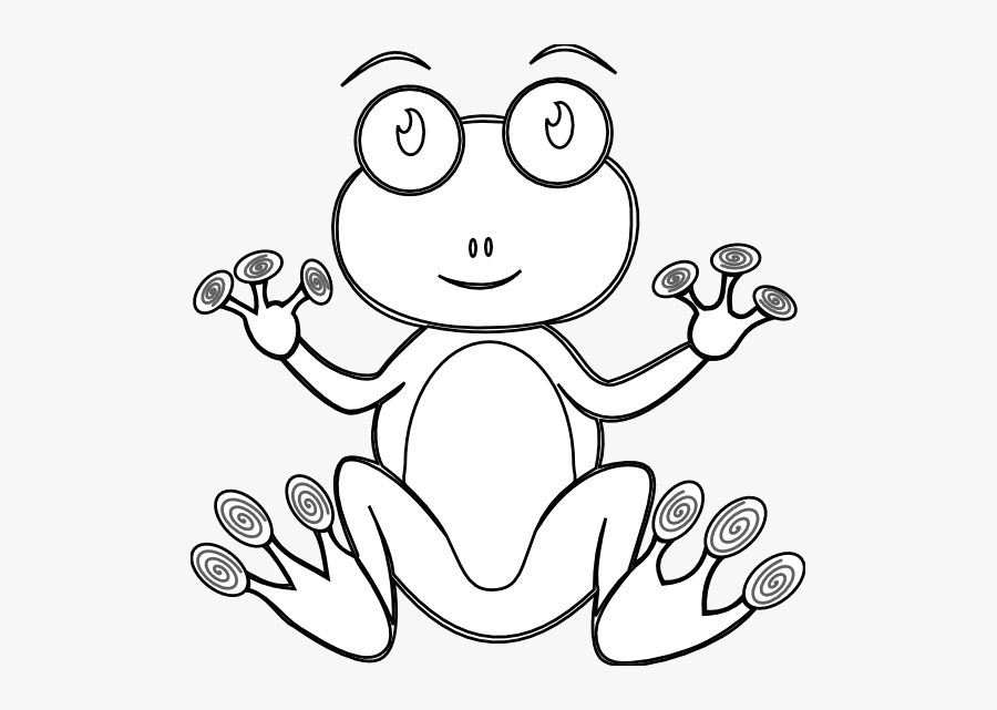Froggy Frog Black White Line Art 555px - Coloring Book, Transparent Clipart