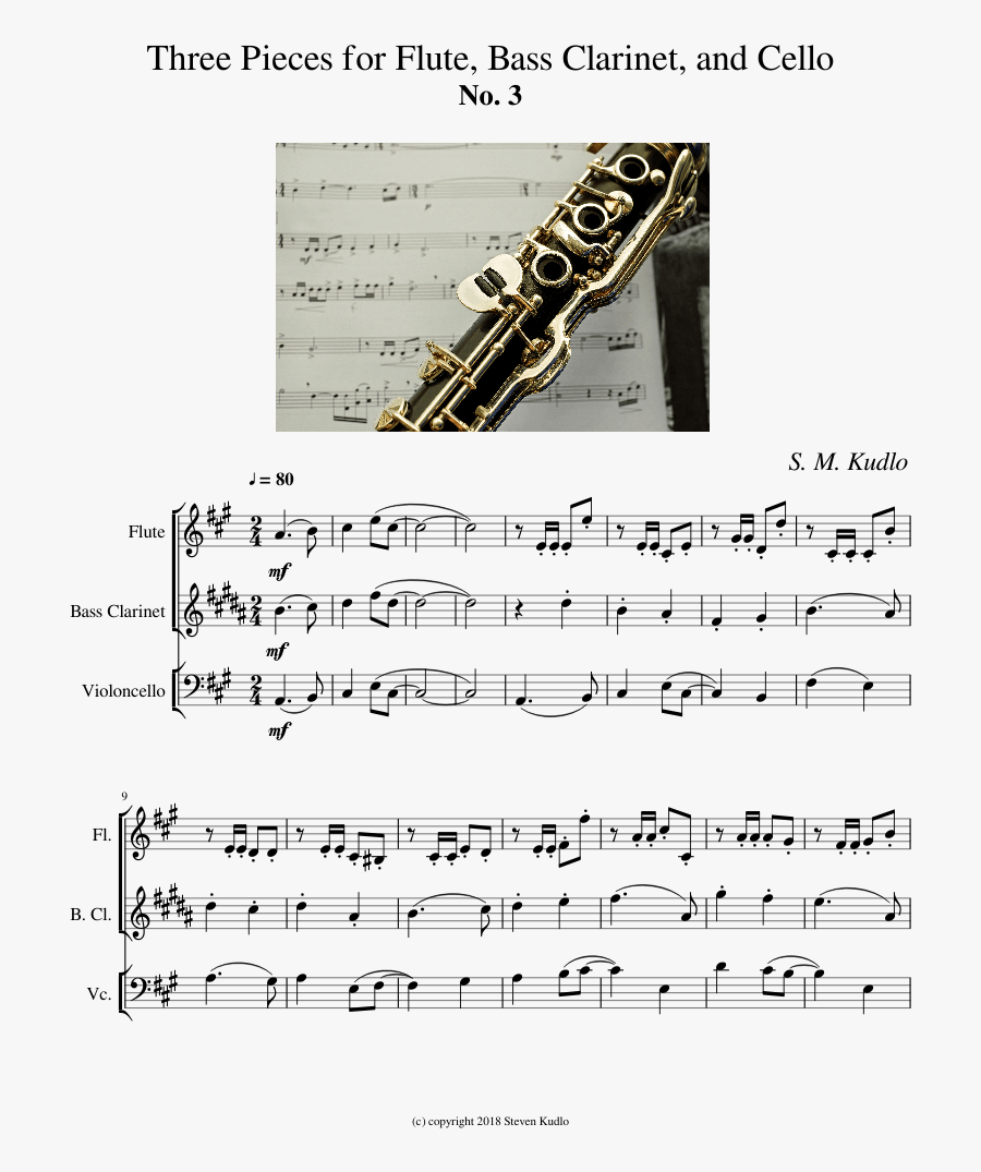 Clarinet Vector Bass - Sheet Music, Transparent Clipart