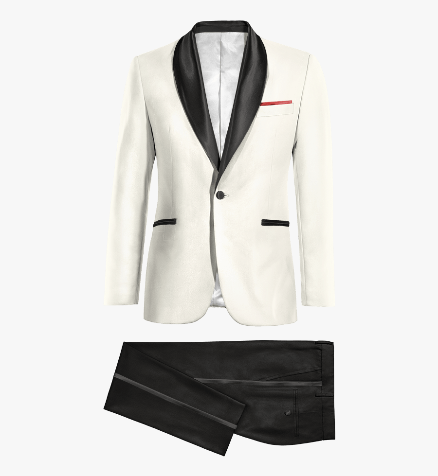 White & Black Round Lapel Polyester Tuxedo - Smoking Azul Y Blanco, Transparent Clipart