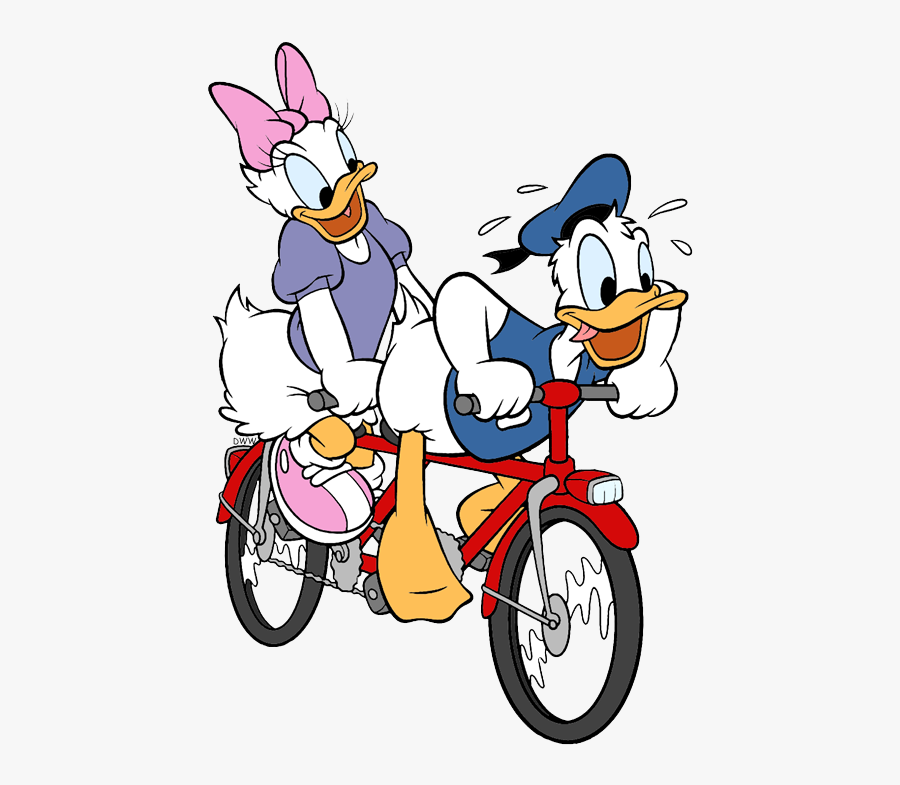 Donald And Daisy On A Bike, Transparent Clipart