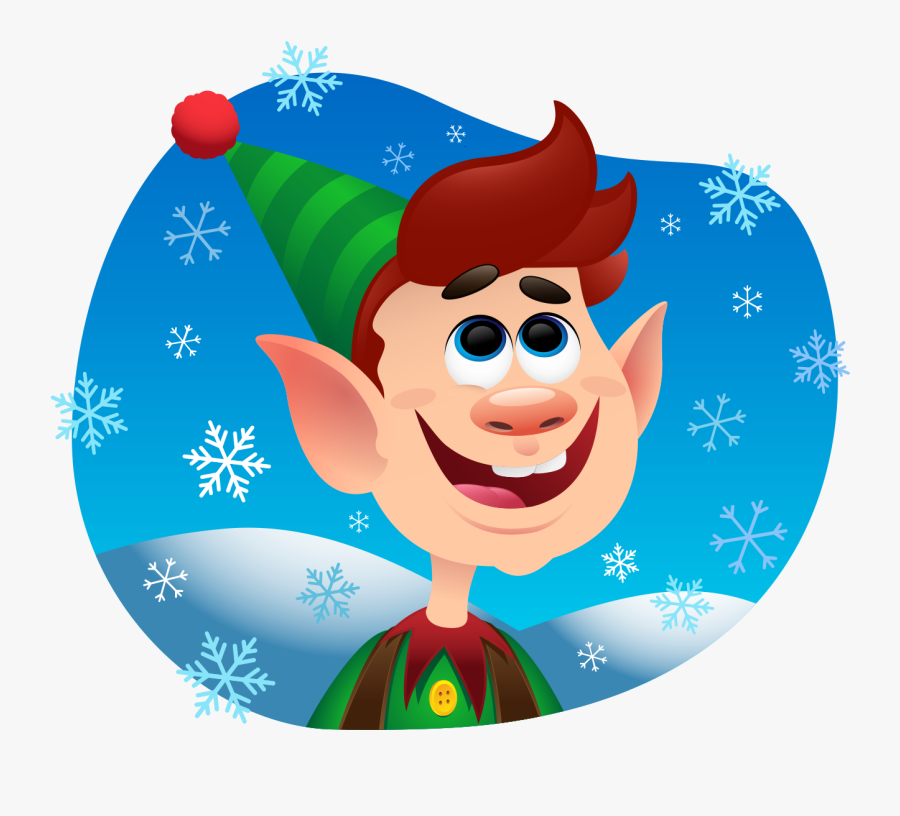 Christmas Elf Snow Snow Flakes Smiling Face Illustator - Cartoon, Transparent Clipart