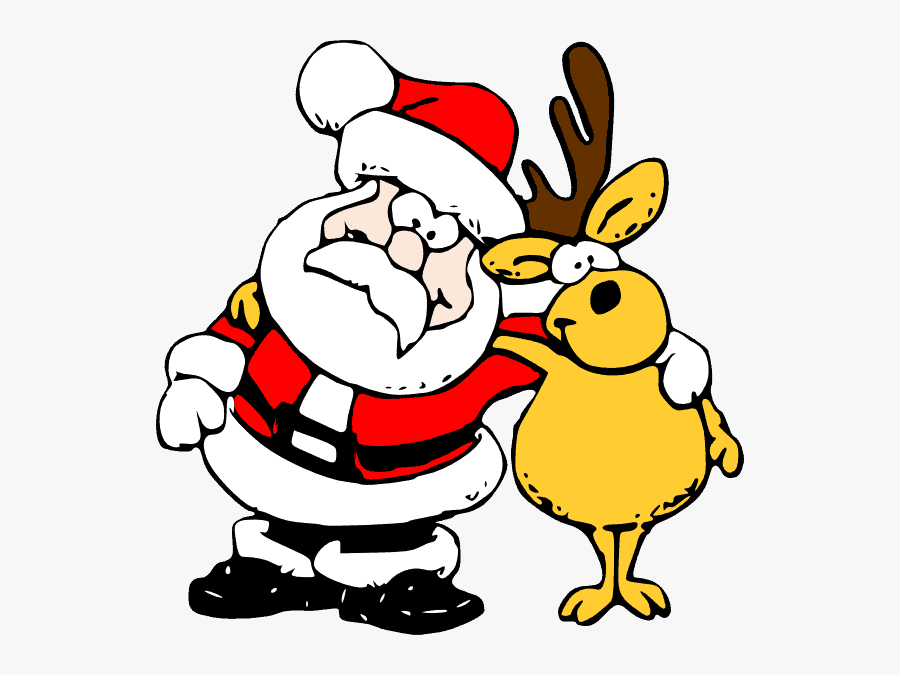 Santa And Reindeer Cartoon, Transparent Clipart